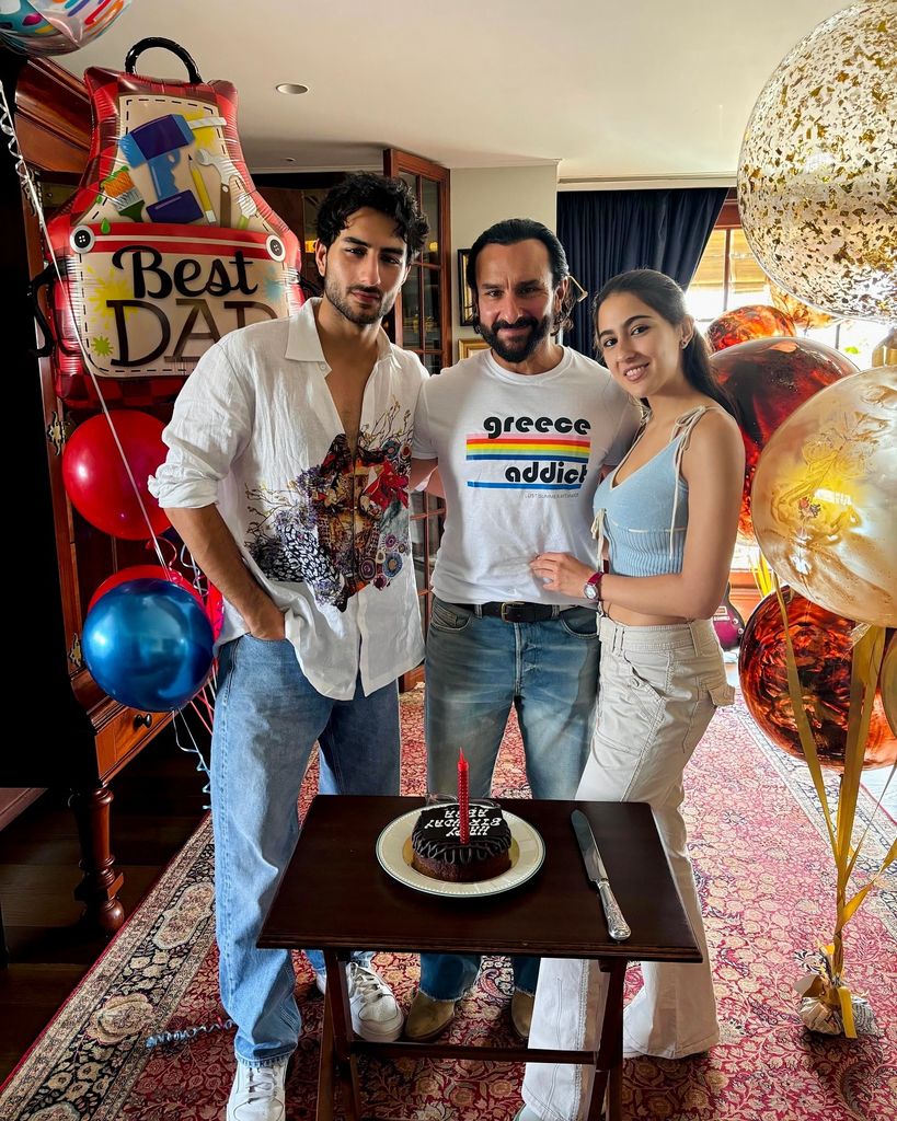 Ibrahim Ali Khan, Saif Ali Khan und Sara Ali Khan, August 2024