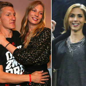Schweinsteiger übt das Kicken mit seiner Sarah