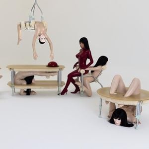 Bianca Censori zeigt Frauen als Möbel in Kunstausstellung