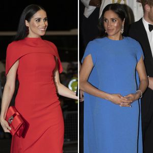 Roter Cape-Look: Hier trug schwangere Meghan ähnliches Kleid