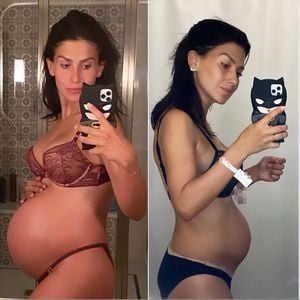 Hilaria Baldwin zeigt ihren Bauch einen Tag nach der Geburt