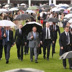 Ohne Camilla: König Charles trotzt Regen bei Gartenparty
