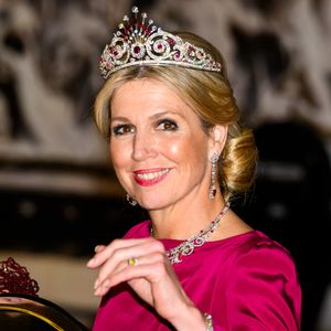 Königin Máxima strahlt in purpurrotem Samtkleid und Tiara!