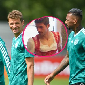 Thomas Müller im Dirndl: So gratuliert ihm Kumpel Boateng