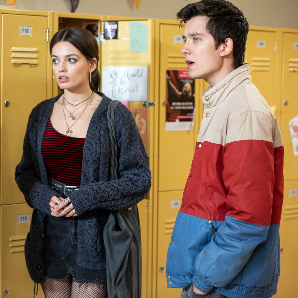 Aimee Lou Wood, Emma Mackey und Asa Butterfield in "Sex Education"