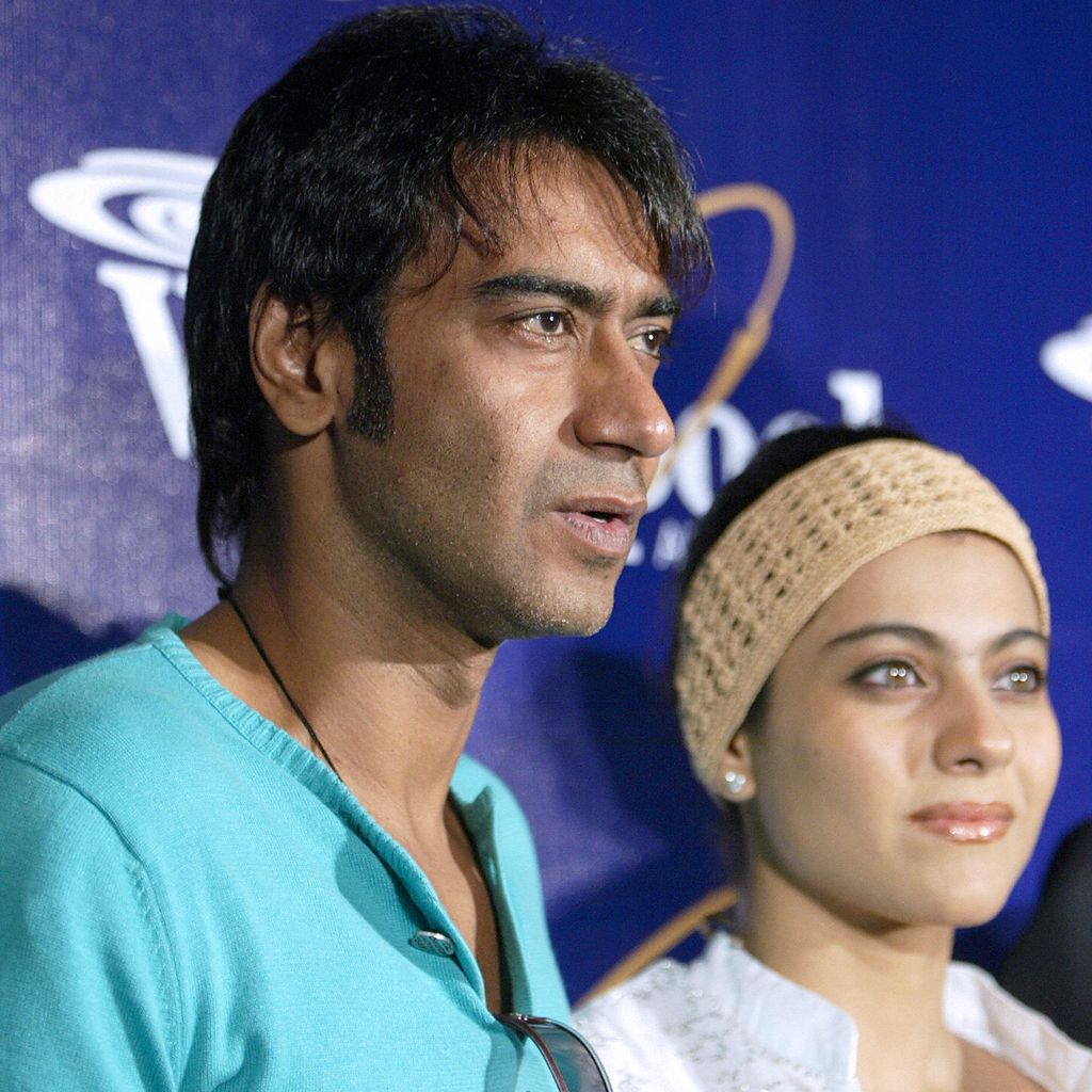 Ajay Devgan und Kajol bei einer Presseveranstaltung in Neu-Delhi, 8. September 2006
