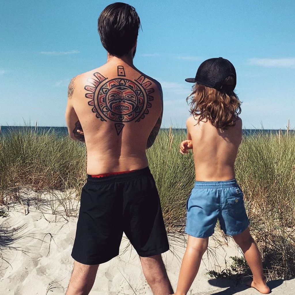 Alec Völkel und sein Sohn Charlie Joe, August 2020