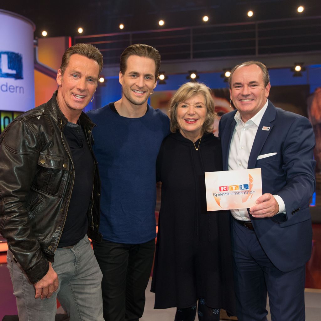Jürgen Milski, Alexander Klaws, Jutta Speidel und Wolfram Kons beim RTL-Spendenmarathon 2016