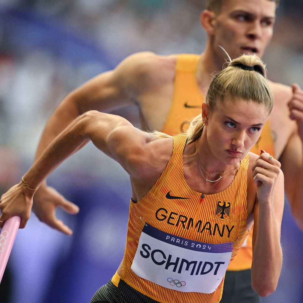 Alica Schmidt bei der 4x400 Meter Mixed-Staffel der Olympischen Spiele Paris 2024