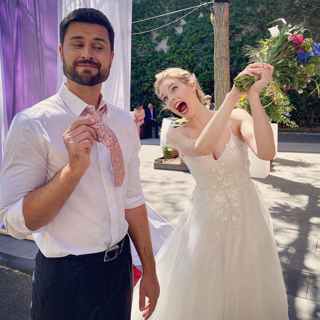Milos Vukovic und Alica Hubiak am "Unter uns"-Set