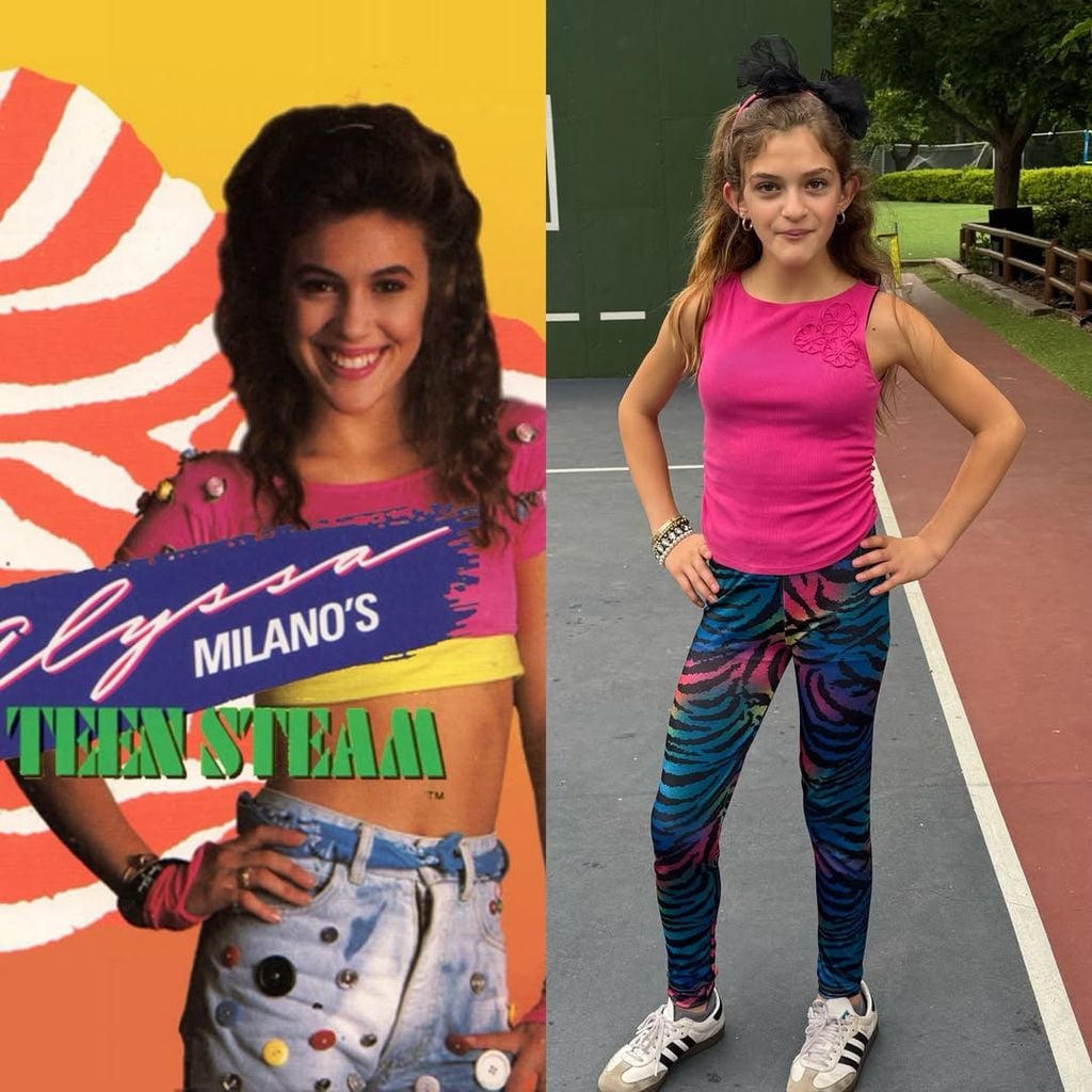 Alyssa Milano als Teenager und rechts ihre elfjährige Tochter Elizabella