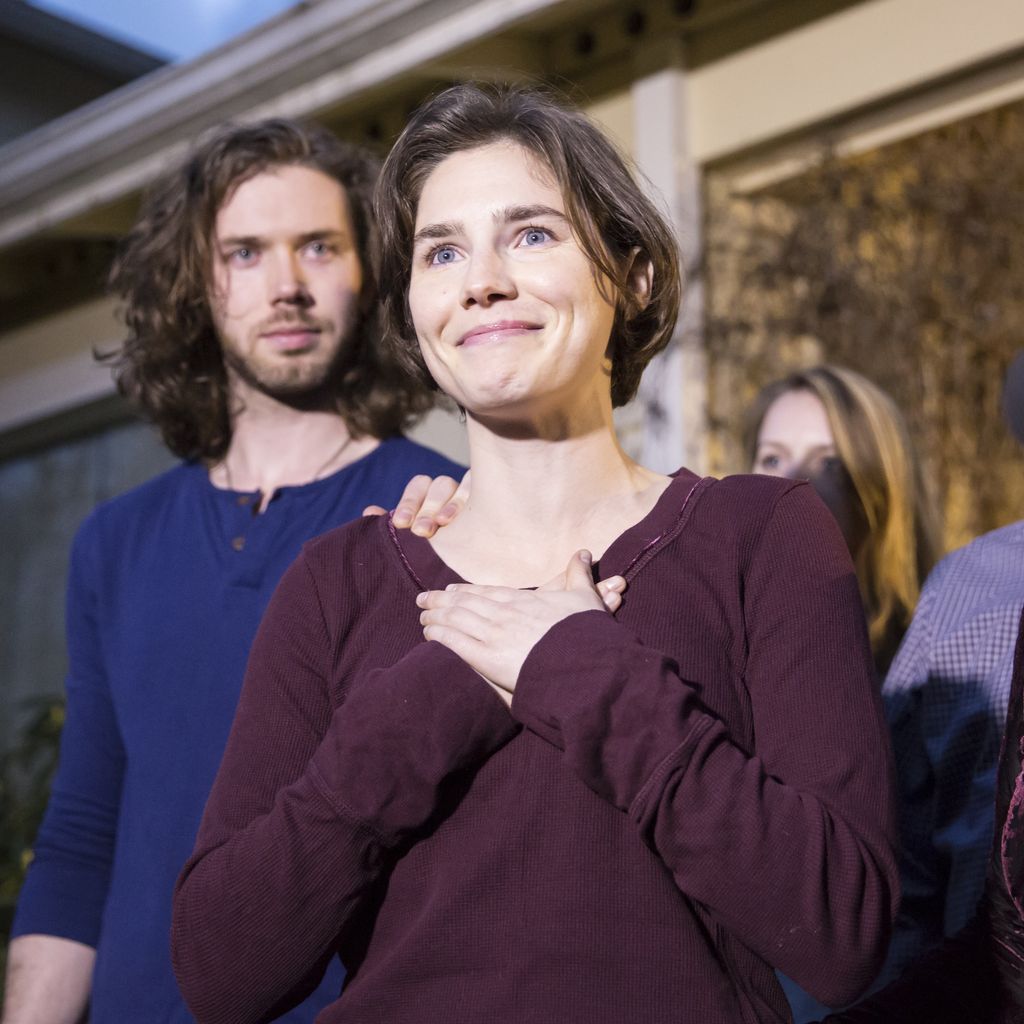 Amanda Knox vor der Presse, 2015