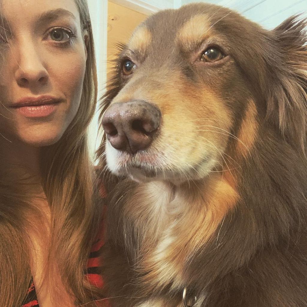 Schauspielerin Amanda Seyfried mit ihrem Hund Finn