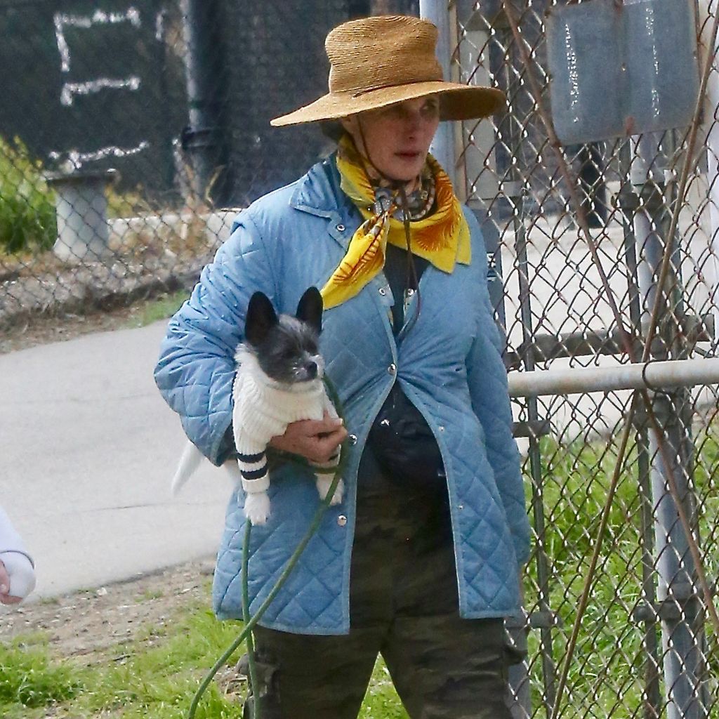 Andie MacDowell geht mit ihrem Hund spazieren