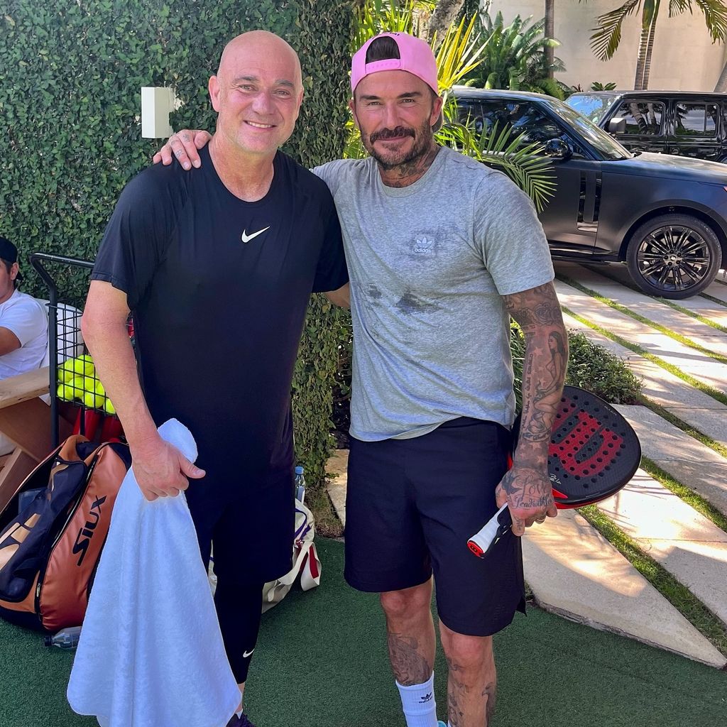 Andre Agassi und David Beckham, Tennis-Kollegen