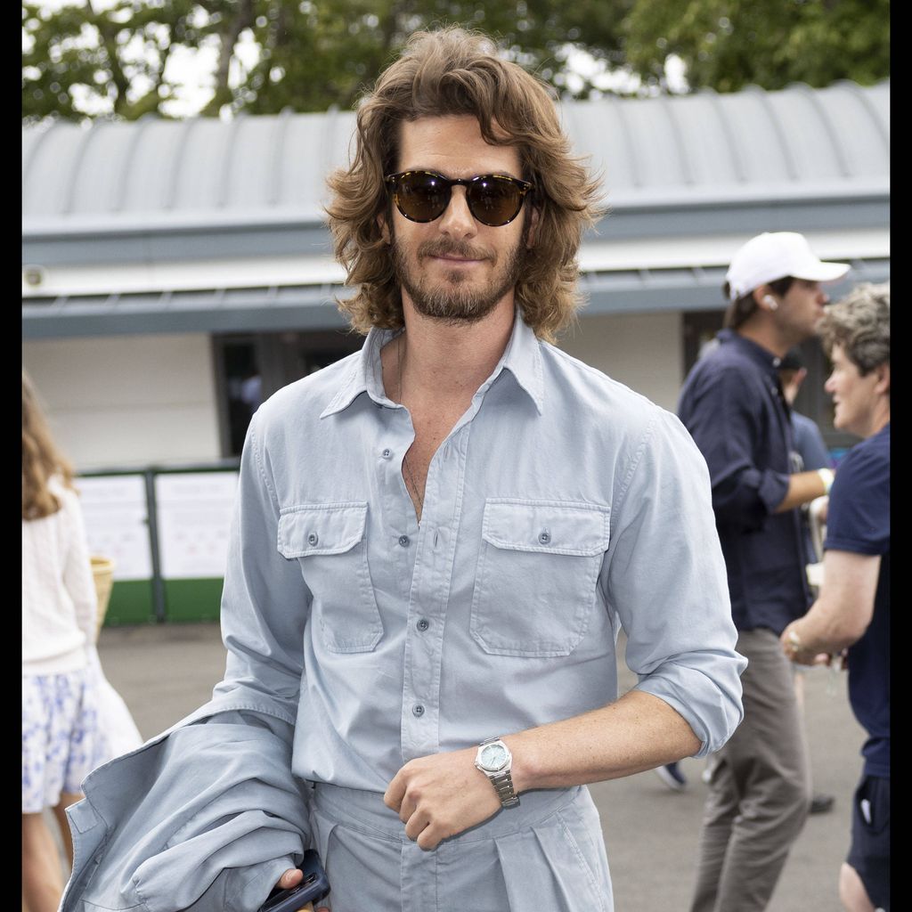 Andrew Garfield trifft am sechsten Tag der Wimbledon Championships in London ein