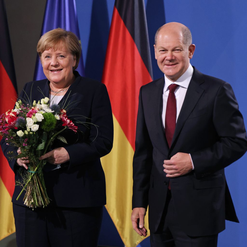 Angela Merkel und Olaf Scholz, 2021