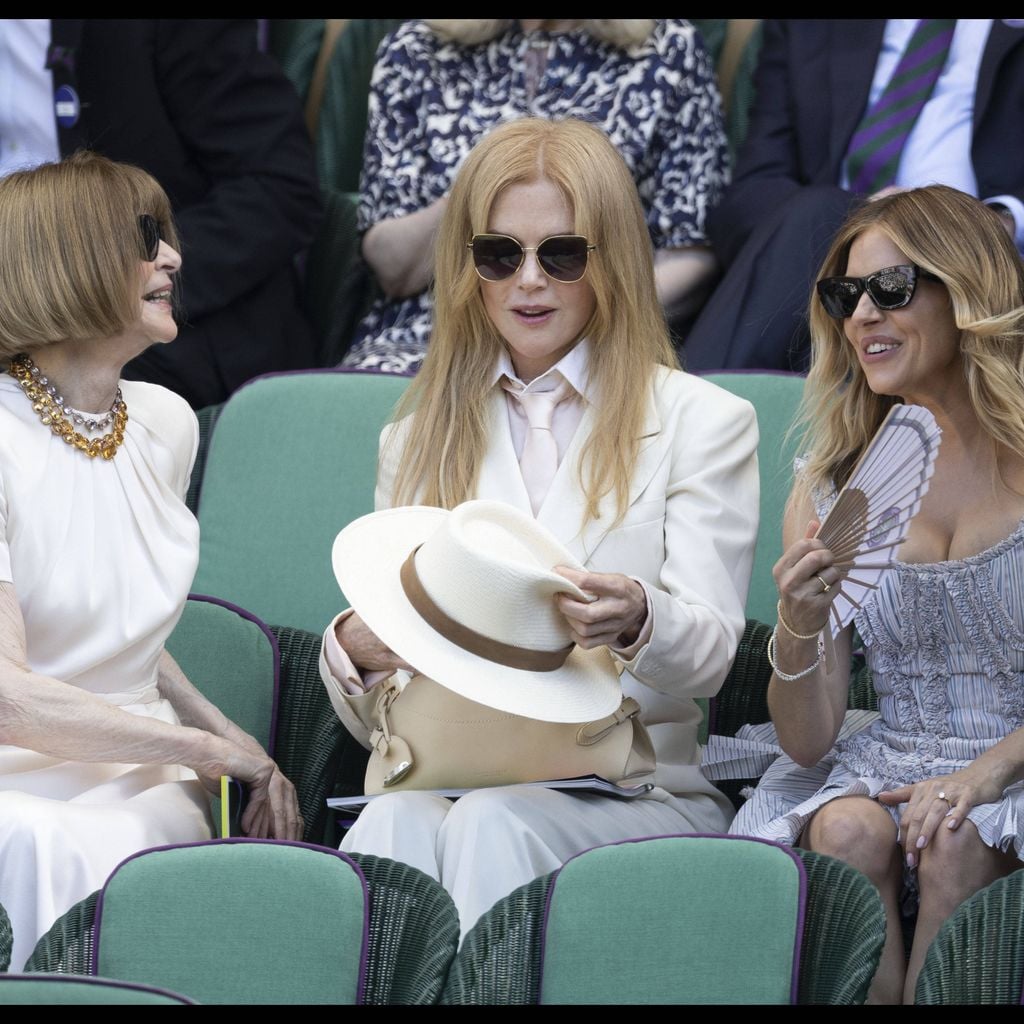 Anna Wintour, Nicole Kidman und Sienna Miller in der Royal Box vor dem Herrenfinale in Wimbledon, London, 12. Juli 2026.