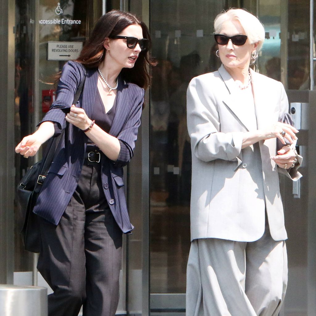 Anne Hathaway und Meryl Streep am Set von "Der Teufel trägt Prada 2", Juli 2025