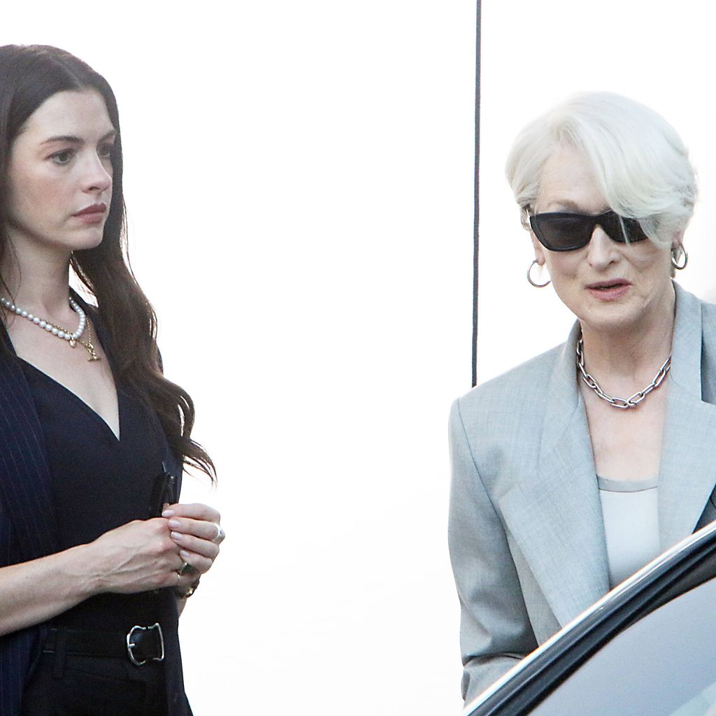 Anne Hathaway und Meryl Streep bei den Dreharbeiten zu "Der Teufel trägt Prada 2"