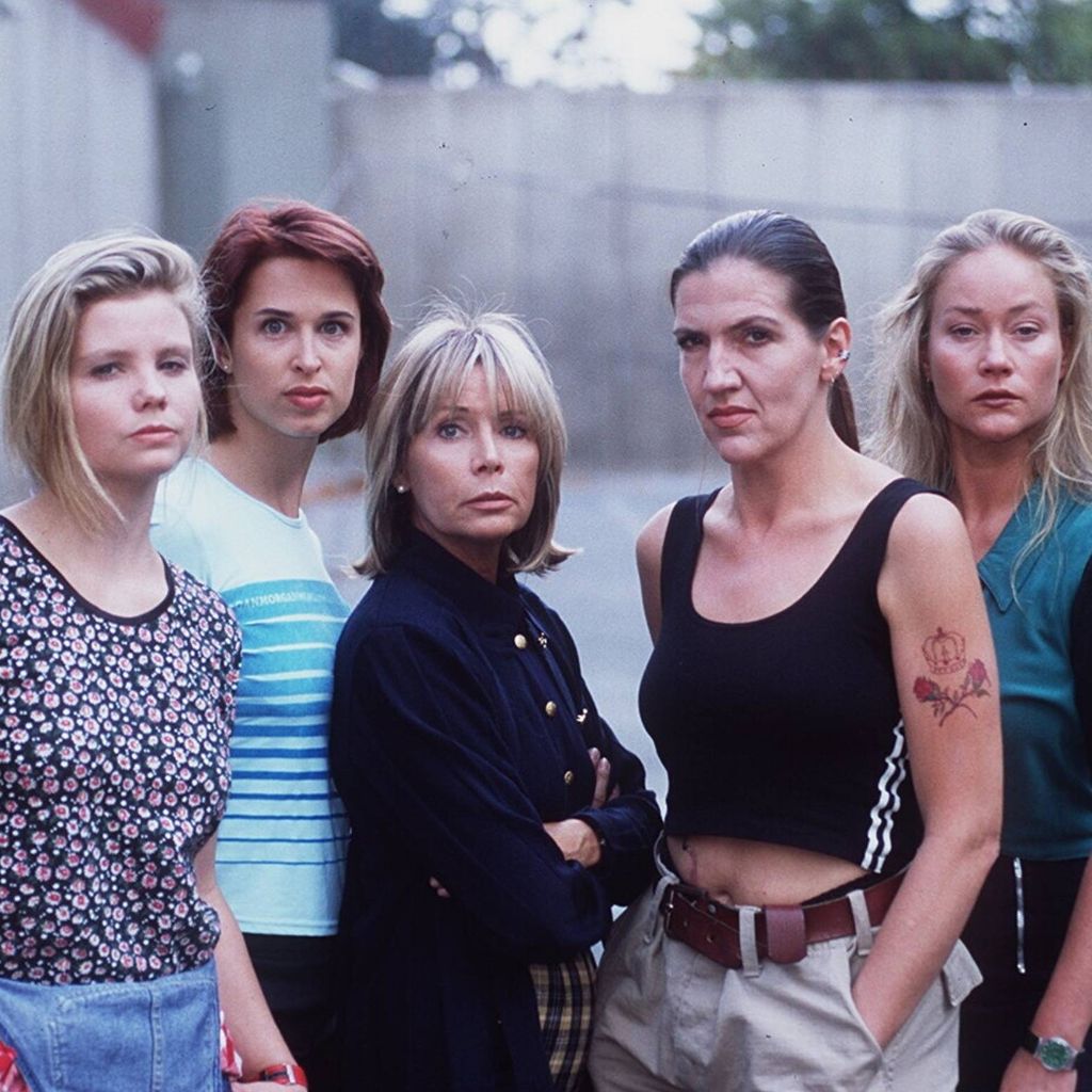 Annette Frier, Tanya Neufeld, Christine Schuberth, Katy Karrenbauer und Kristiane Kupfer bei "Hinter Gittern", 1997