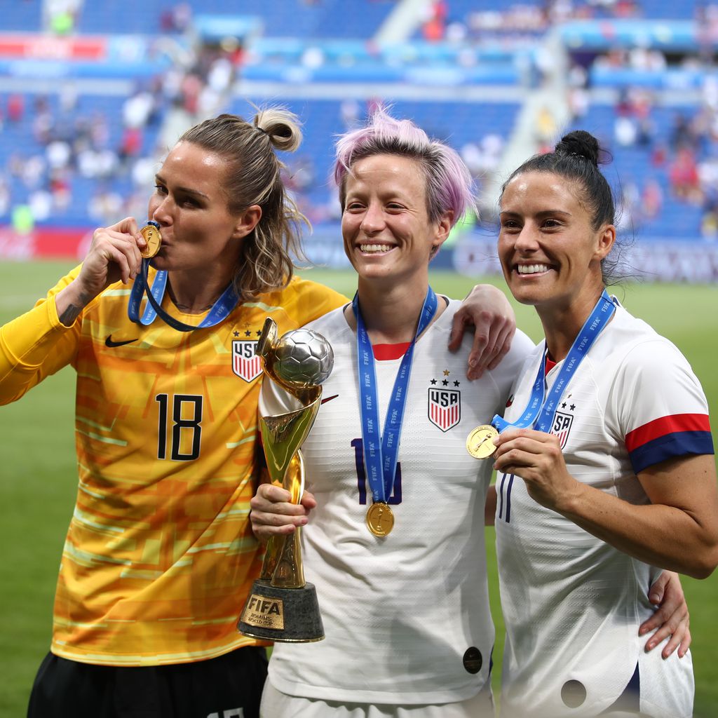 Ashlyn Harris, Megan Rapinoe und Ali Krieger nach dem WM-Sieg 2019