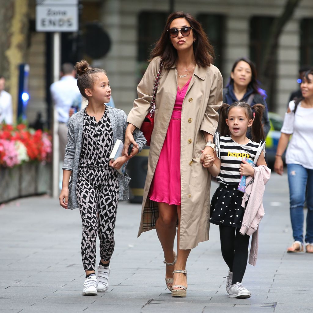 Myleene Klass mit ihren Töchtern Ava (links) und Hero (rechts), 2018