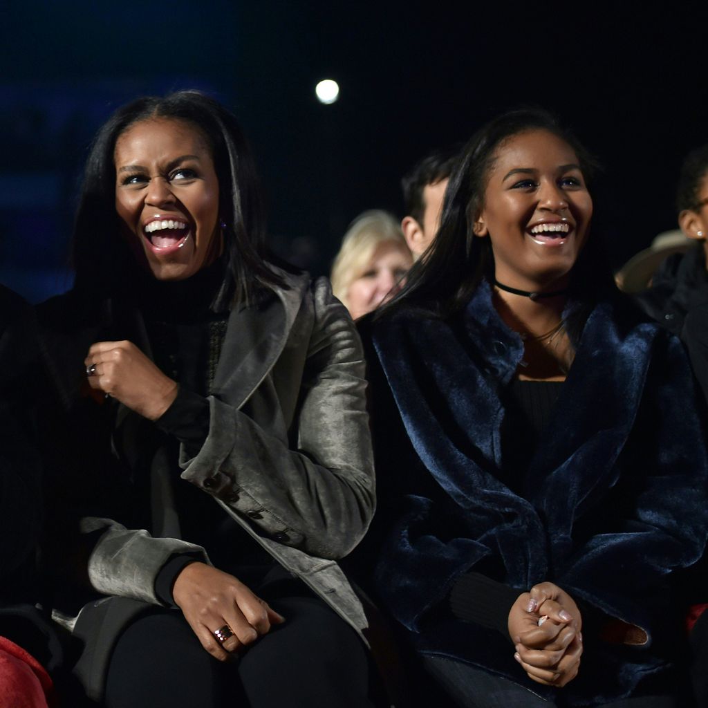 Barack Obama, Michelle Obama und Tochter Sasha beim National Christmas Tree Lighting in Washington