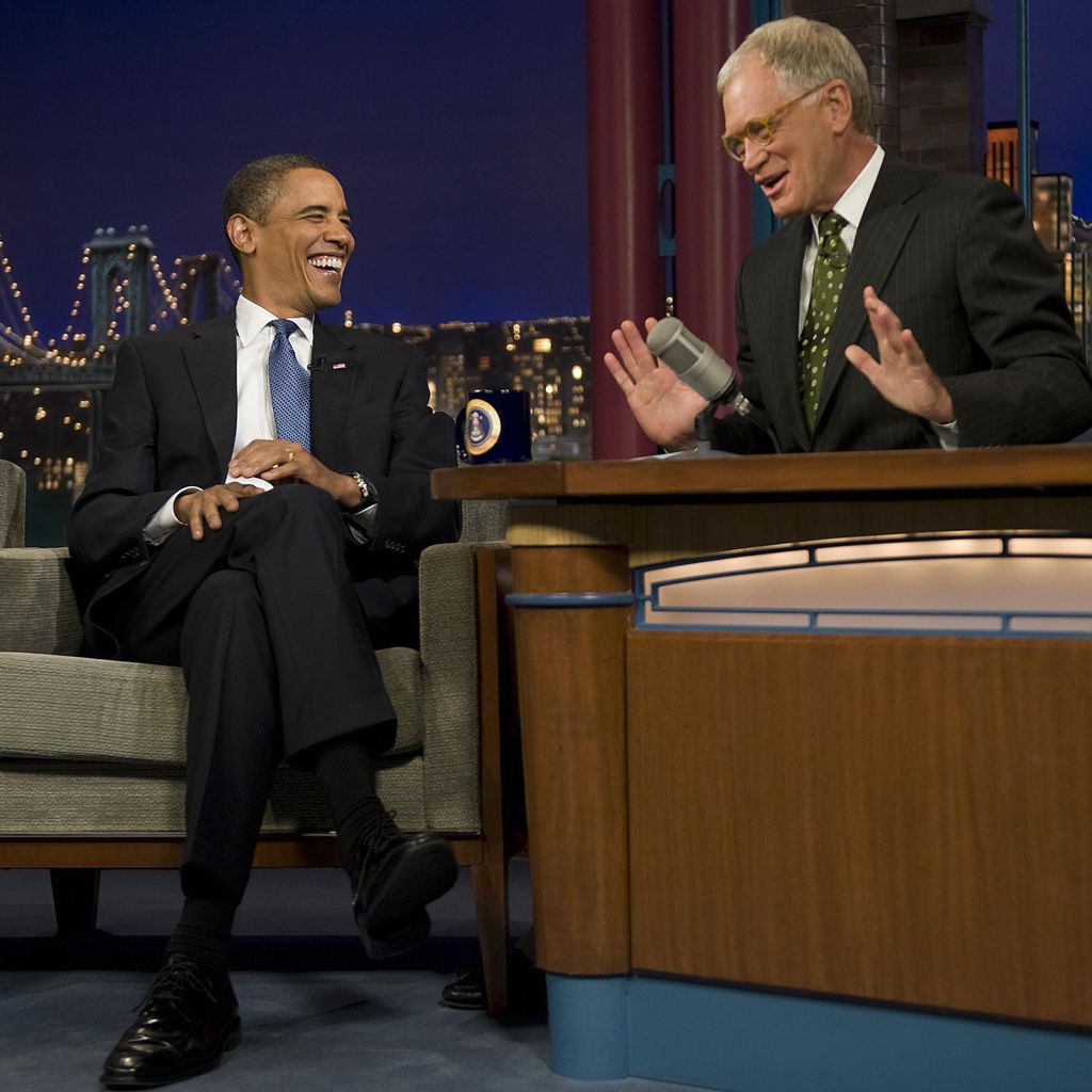 Barack Obama und David Letterman in einer Show 2009