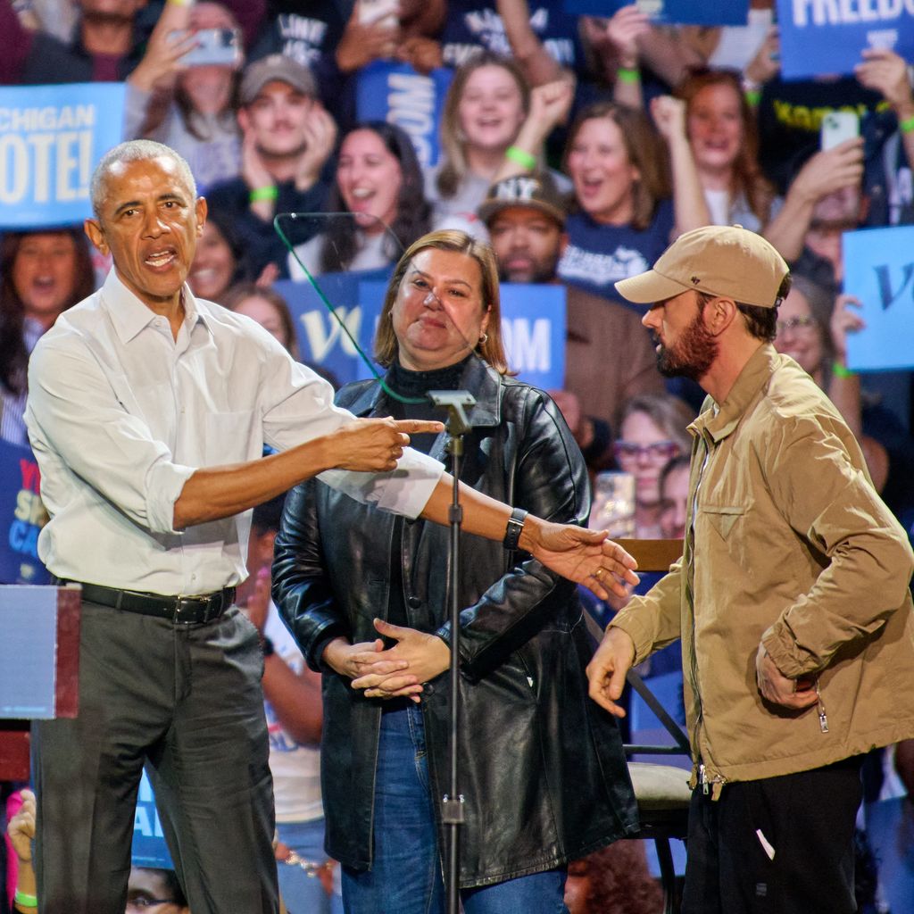 Barack Obama und Eminem im Oktober 2024