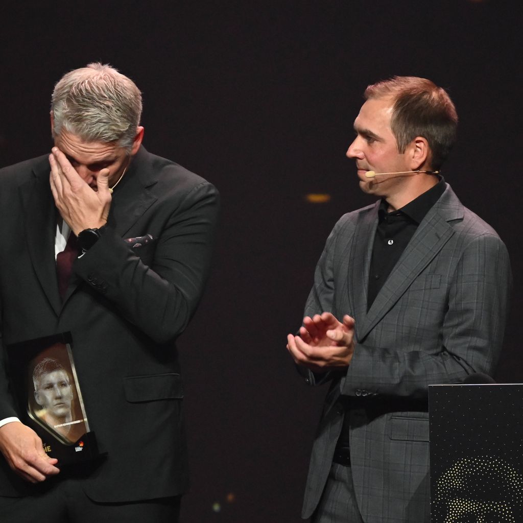 Bastian Schweinsteiger und Philipp Lahm im Deutschen Fußball-Museum in Dortmund