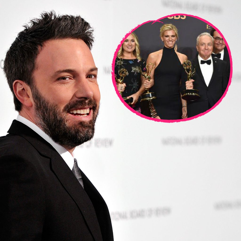 Ben Affleck und Linday Shookus mit ihren SNL-Kollegen