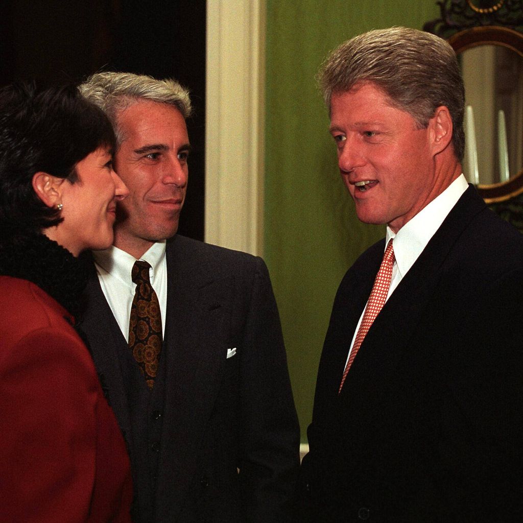 Bill Clinton im Gespräch mit Jeffrey Epstein und Ghislaine Maxwell, 1993