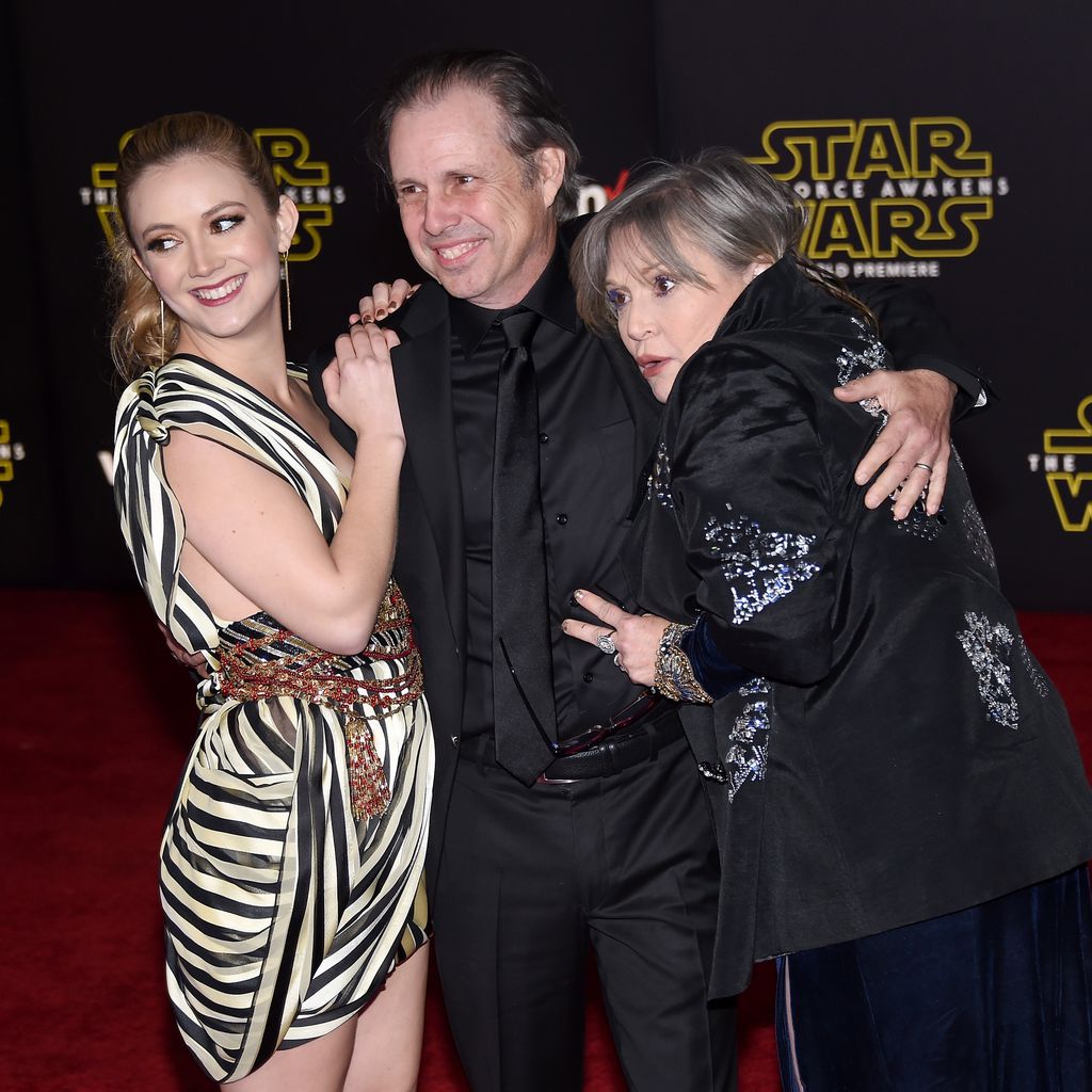 Billie Lourd, Todd Fisher & Carrie Fisher auf einer Filmpremiere