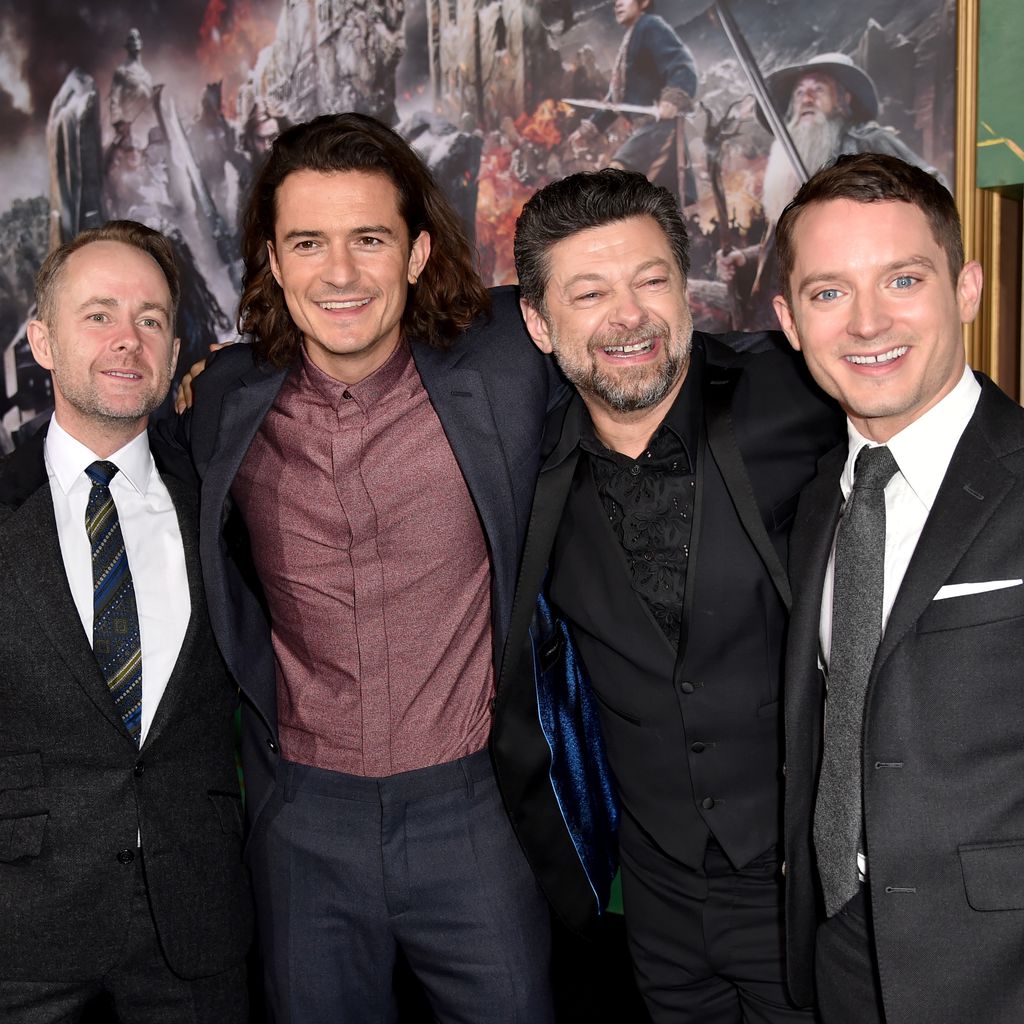 Billy Boyd, Orlando Bloom, Andy Serkis und Elijah Wood bei der "Hobbit"-Premiere 2014