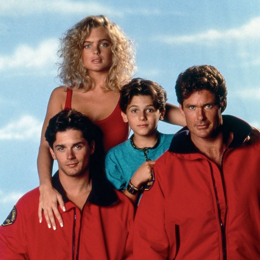 Billy Warlock, Erika Eleniak, Jeremy Jackson und David Hasselhoff in "Baywatch"