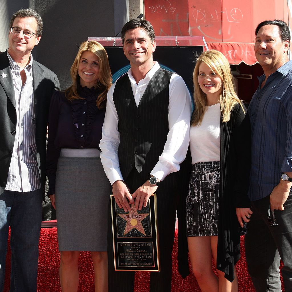 Bob Saget, Lori Loughlin, John Stamos, Candace Bure und Jeff Franklin am Walk of Fame in Los Angeles