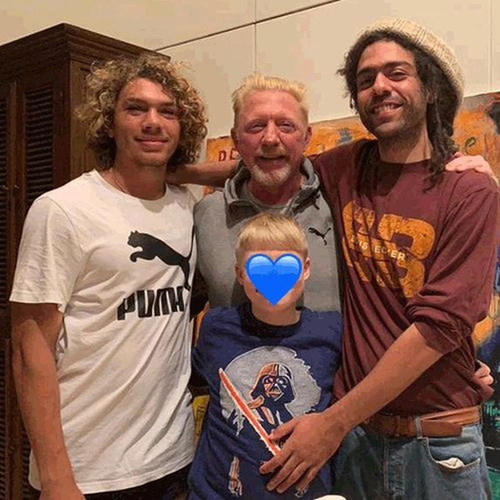 Boris Becker mit seinen Söhnen Noah, Elias und Amadeus