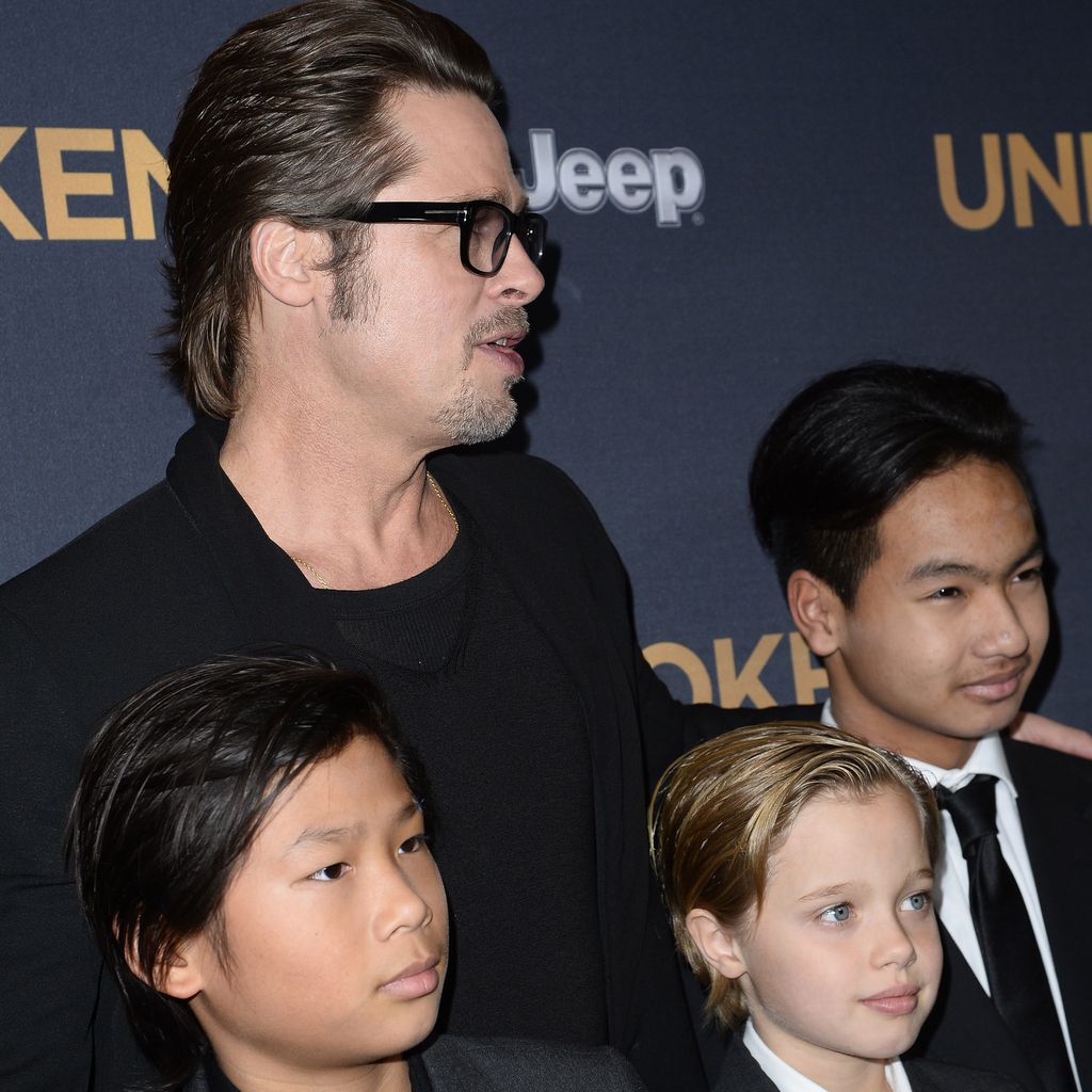Brad Pitt mit seinen Kindern Pax Jolie-Pitt, Shiloh Jolie-Pitt und Maddox Jolie-Pitt
