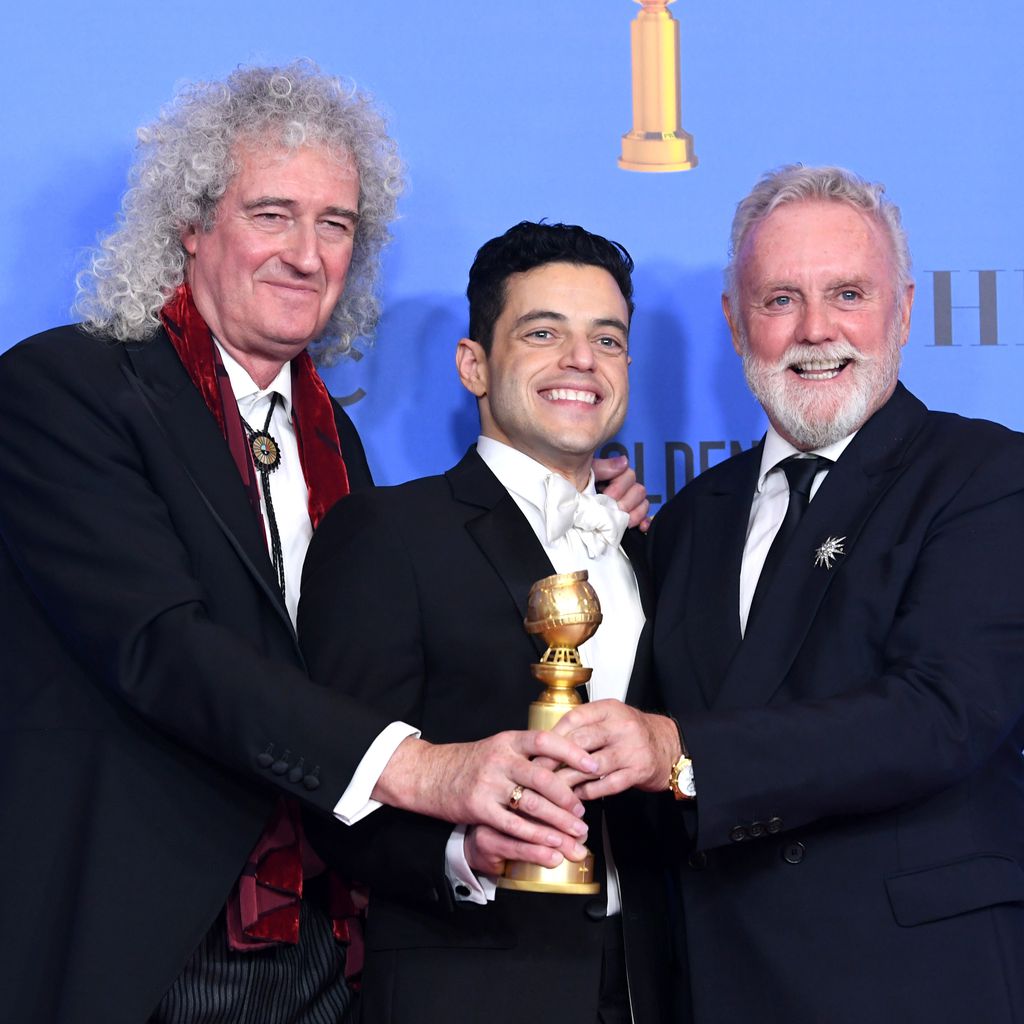 Brian May, Rami Malek und Roger Taylor bei den Golden Globes 2019