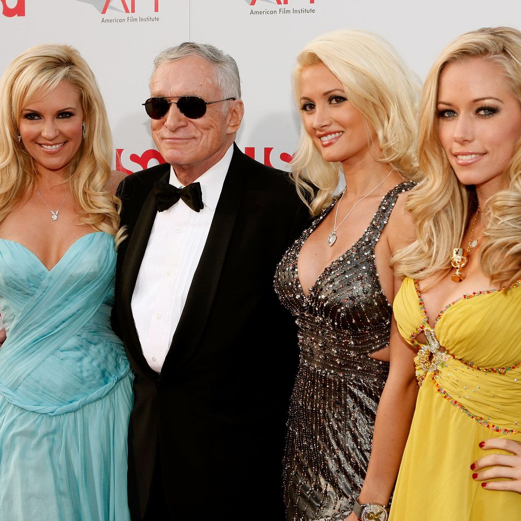 Bridget Marquardt, Hugh Hefner, Holly Madison und Kendra Wilkinson im Juni 2008