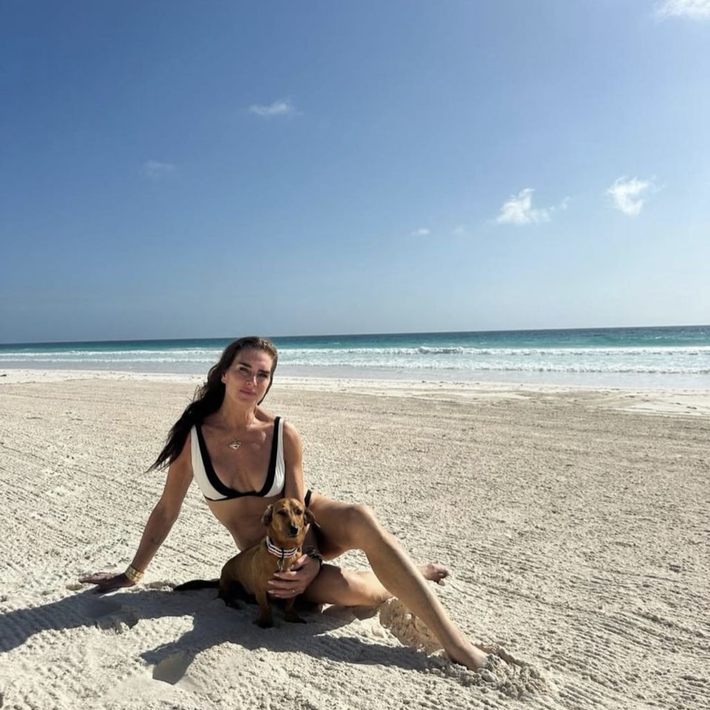 Brooke Shields mit ihrem Hund, 2025