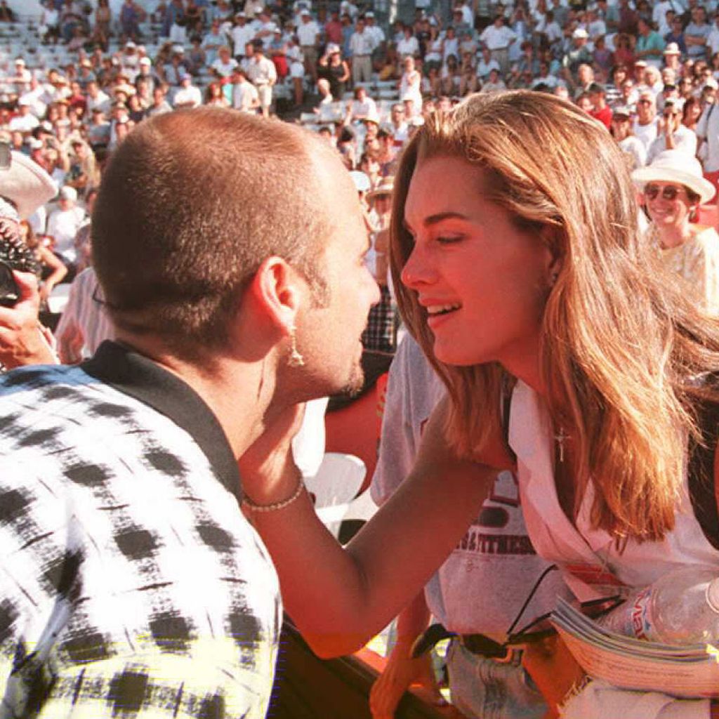 Andre Agassi und Brooke Shields bei einem Tennis-Spiel
