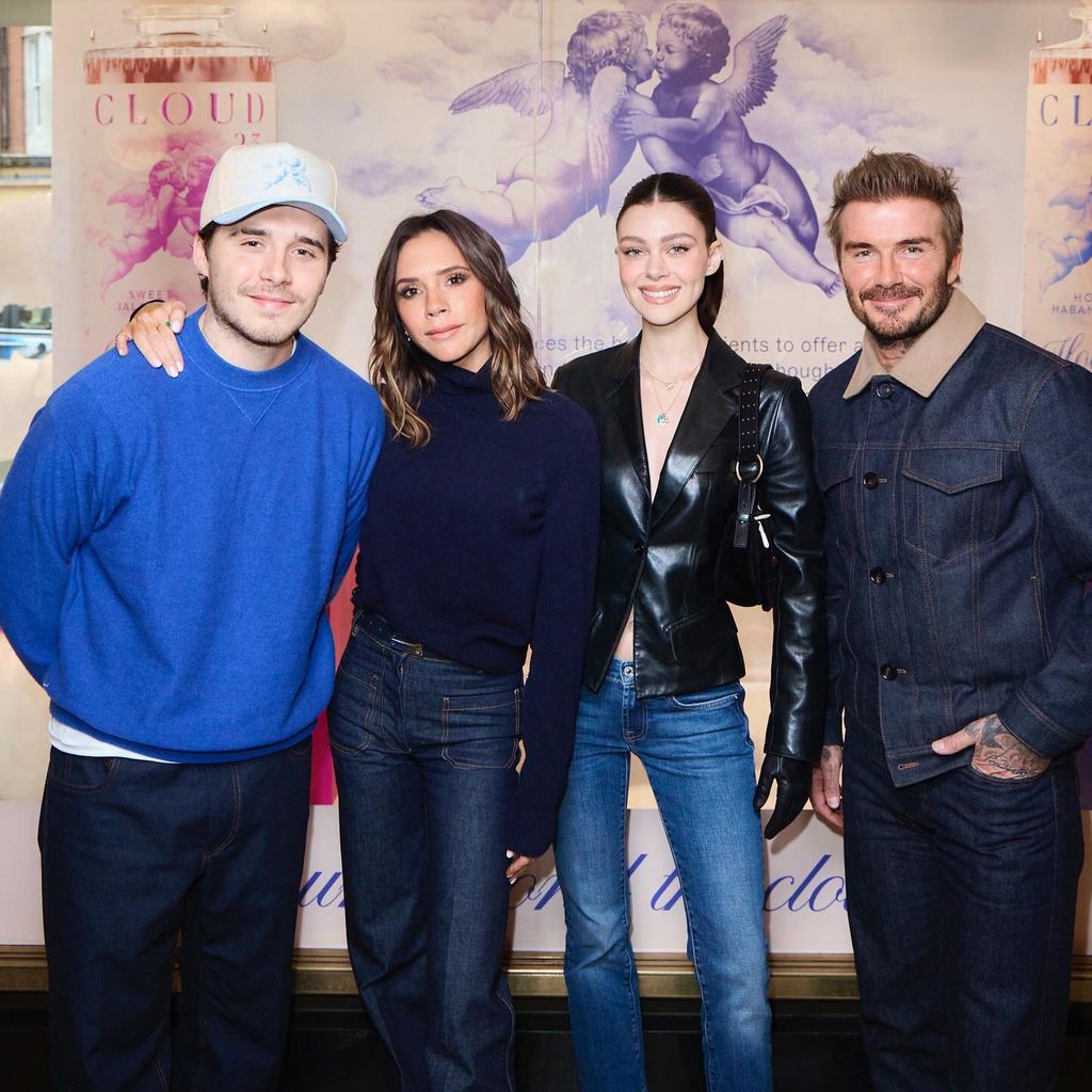 Brooklyn Peltz-Beckham, Victoria Beckham, Nicola Peltz-Beckham und David Beckham, Oktober 2024