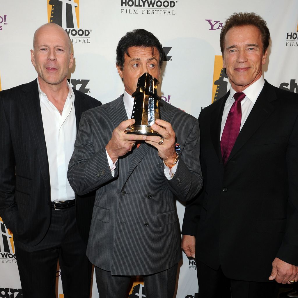Bruce Willis, Sylvester Stallone und Arnold Schwarzenegger, Oktober 2010