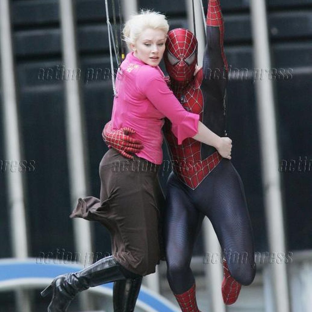 Bryce Dallas Howard als Gwen Stacy und Tobey Maguire als Spider-Man, Dreh "Spider-Man 3" 2006