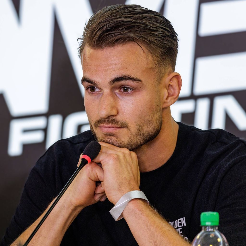 Can Kaplan bei der Pressekonferenz vor dem Fame Fighting in der Leverkusener Ostermann Arena