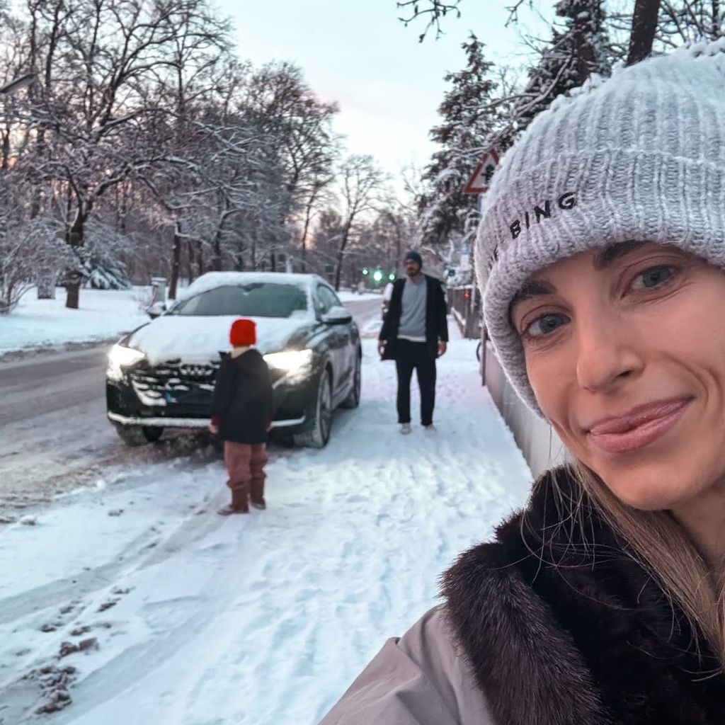 Cathy Hummels mit Sohn Ludwig und Ex-Mann Mats Hummels