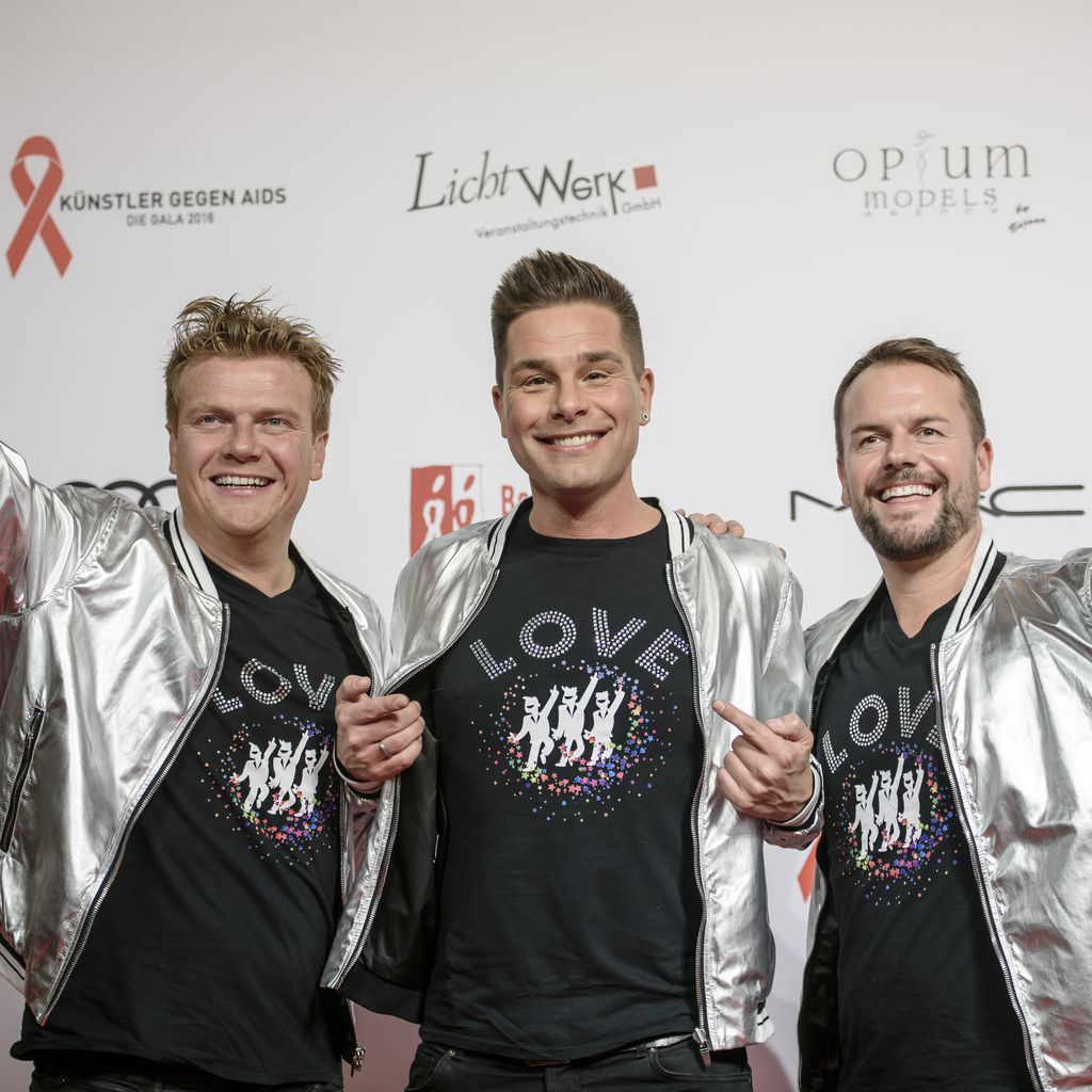Bastiaan Ragas, Eloy de Jong und Lee Baxter (v.l.) bei der Artists Against Aids Gala in Berlin