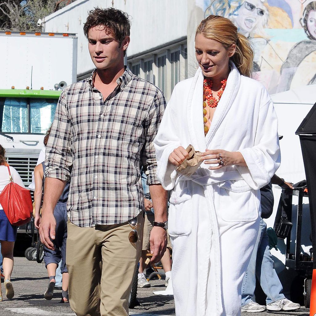 Chace Crawford und Blake Lively am Set von "Gossip Girl"